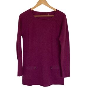 Cashmere Brand Pink Cashmere Tunic Sweater Front Zip Pockets Size M Quiet Luxury